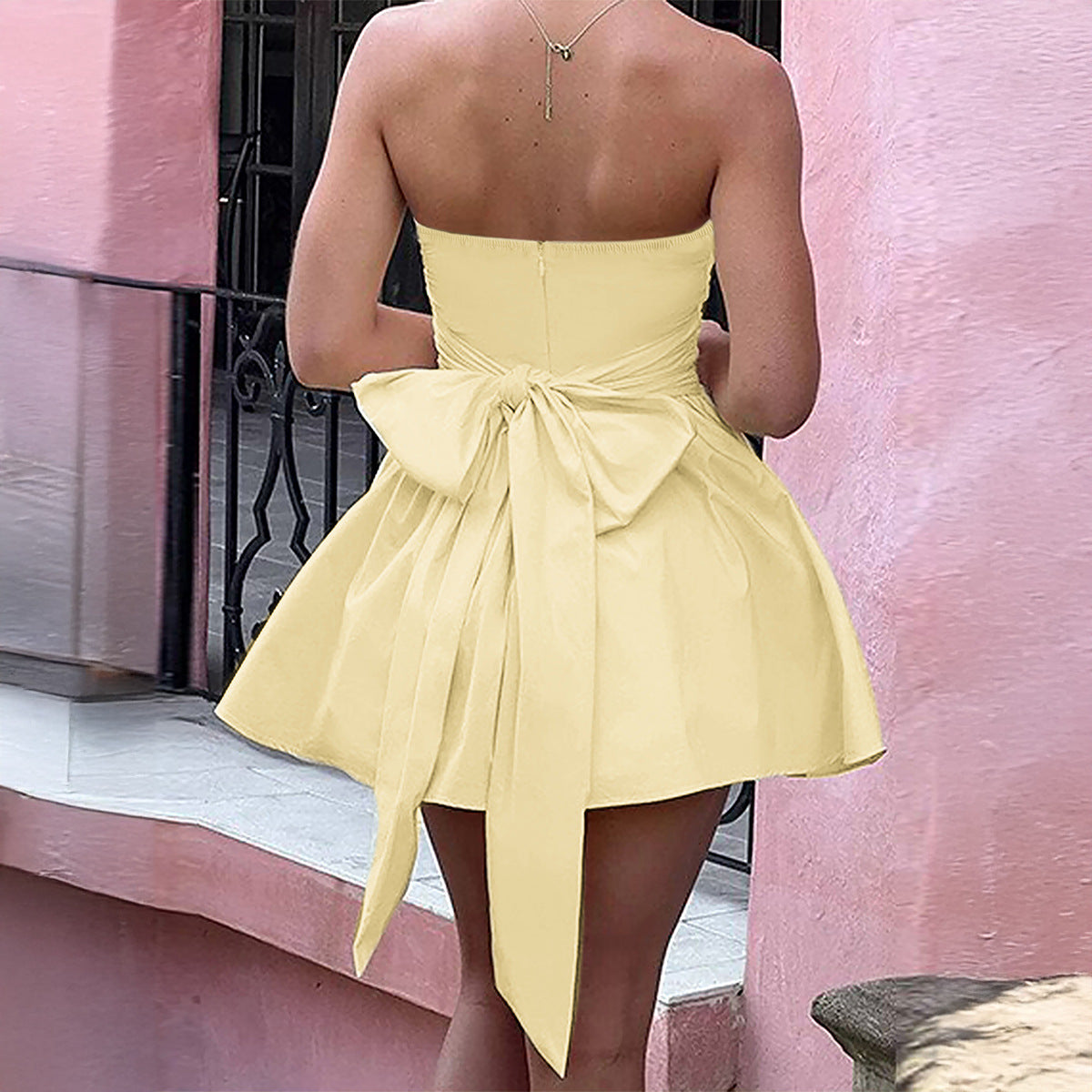 Elegant Butterfly Knot Wrap Chest Dress for Women