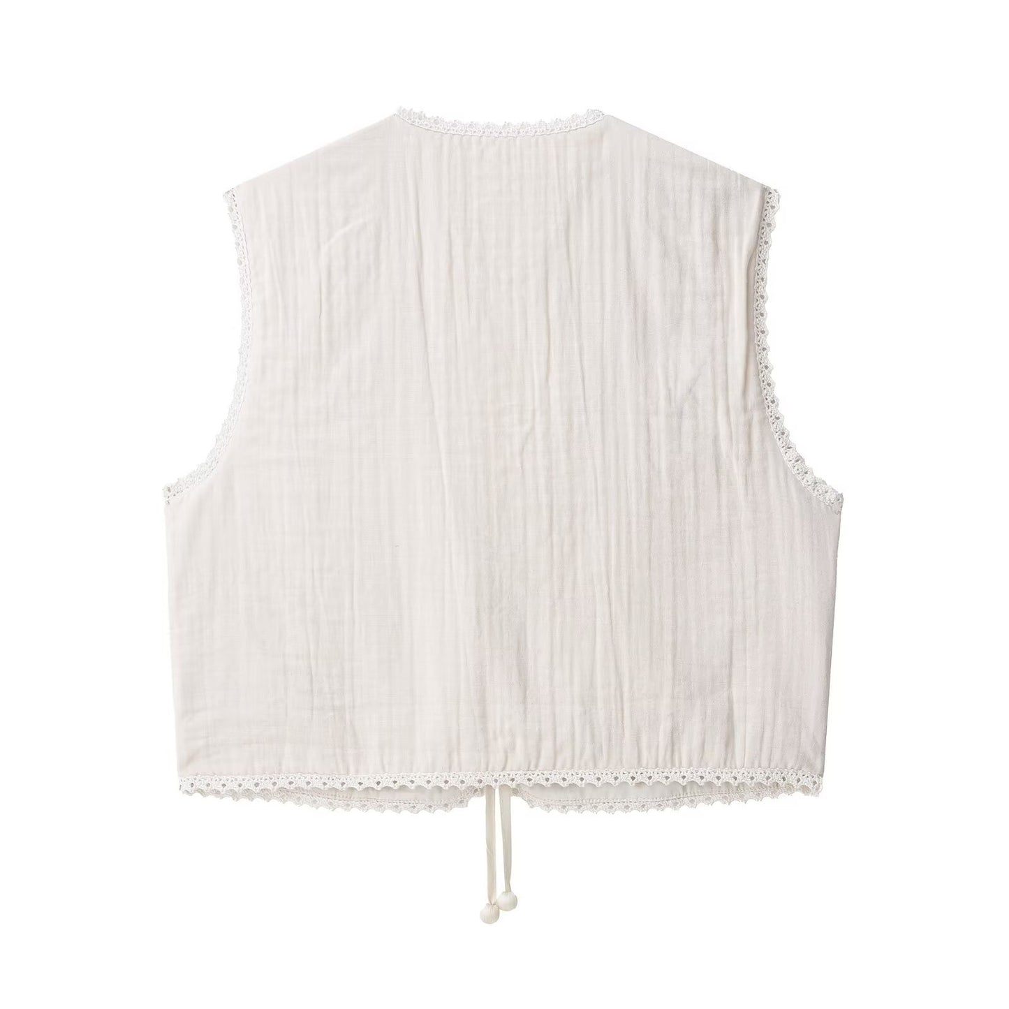 V-neck sleeveless embroidered patchwork lace camisole vest