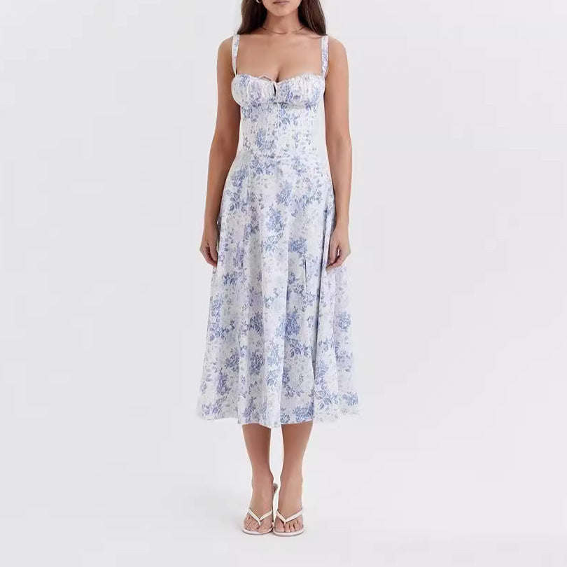 Ladies Fashion summer dresses women maxi floral slip backless womens dresses elegant