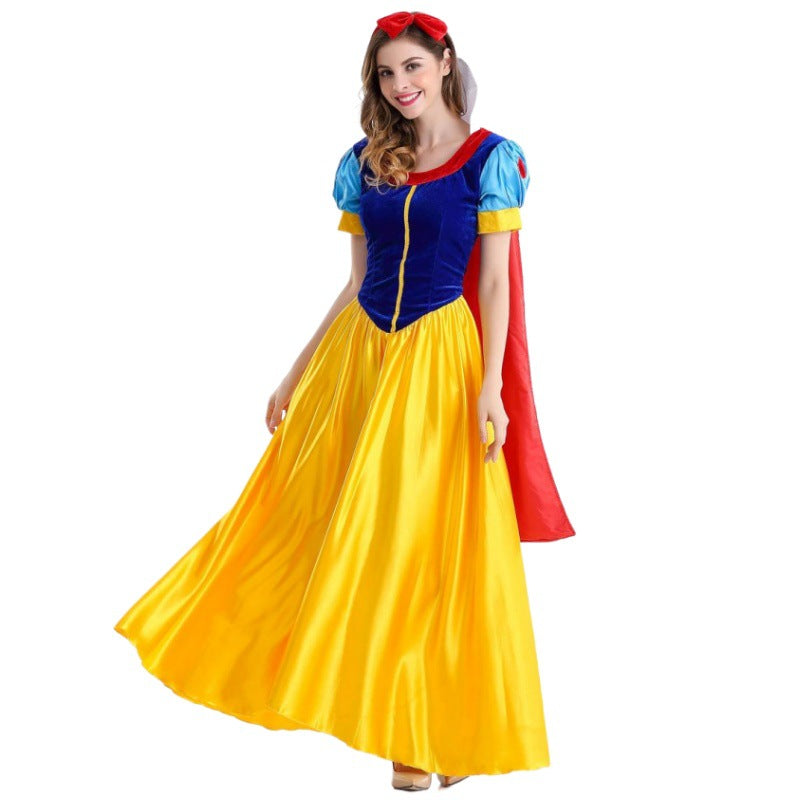S-4XL Large Size Halloween Cosplay Costume Adult Snow White Dress Fairy Tale Stage Costume
