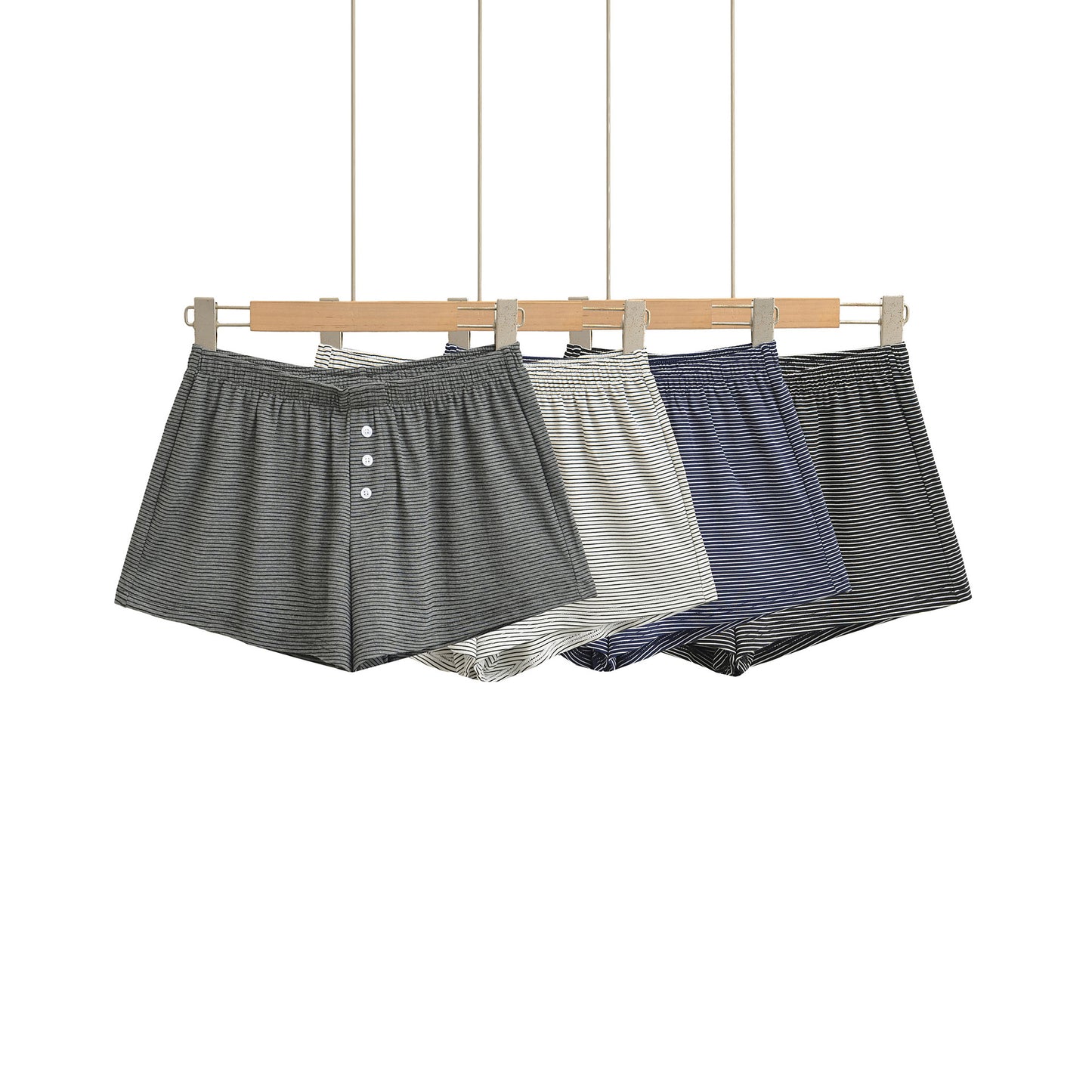 Sexy Spicy Girl Low Waist Button Casual Simple Striped Shorts
