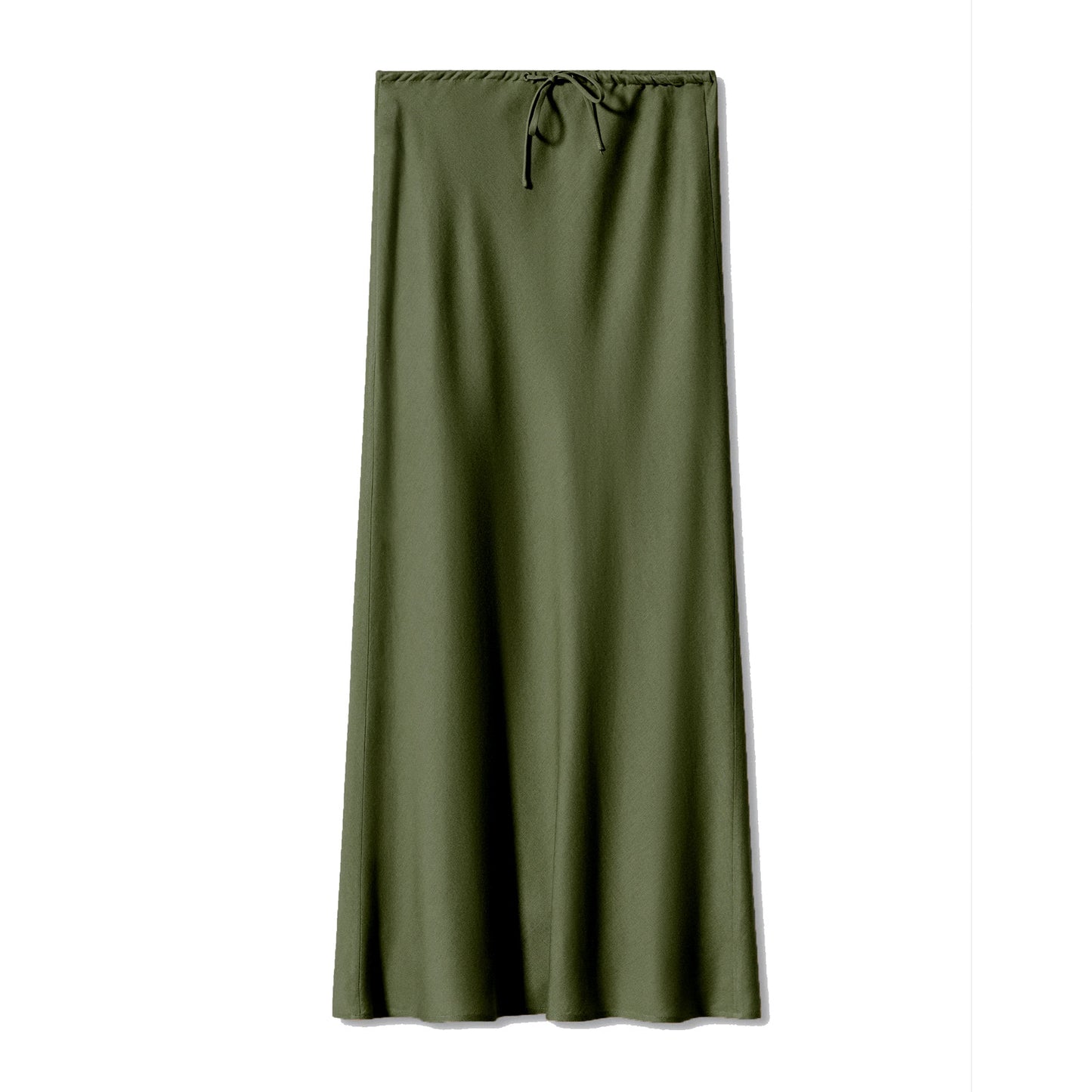 Satin long skirt, high waisted drawstring tied solid color skirt for women