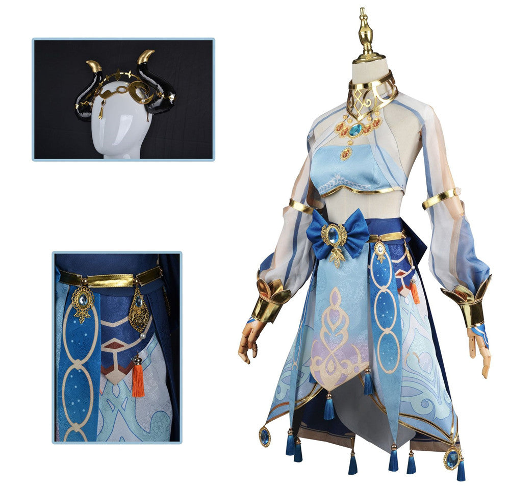 Yuanshen game cos suit Nilu cosplay blue costume female Western dancer suit full set of cosplay