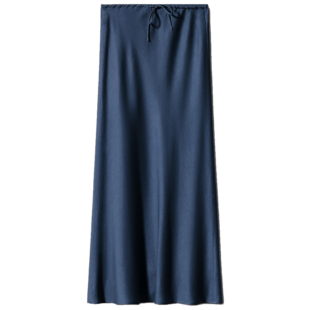 Satin long skirt, high waisted drawstring tied solid color skirt for women