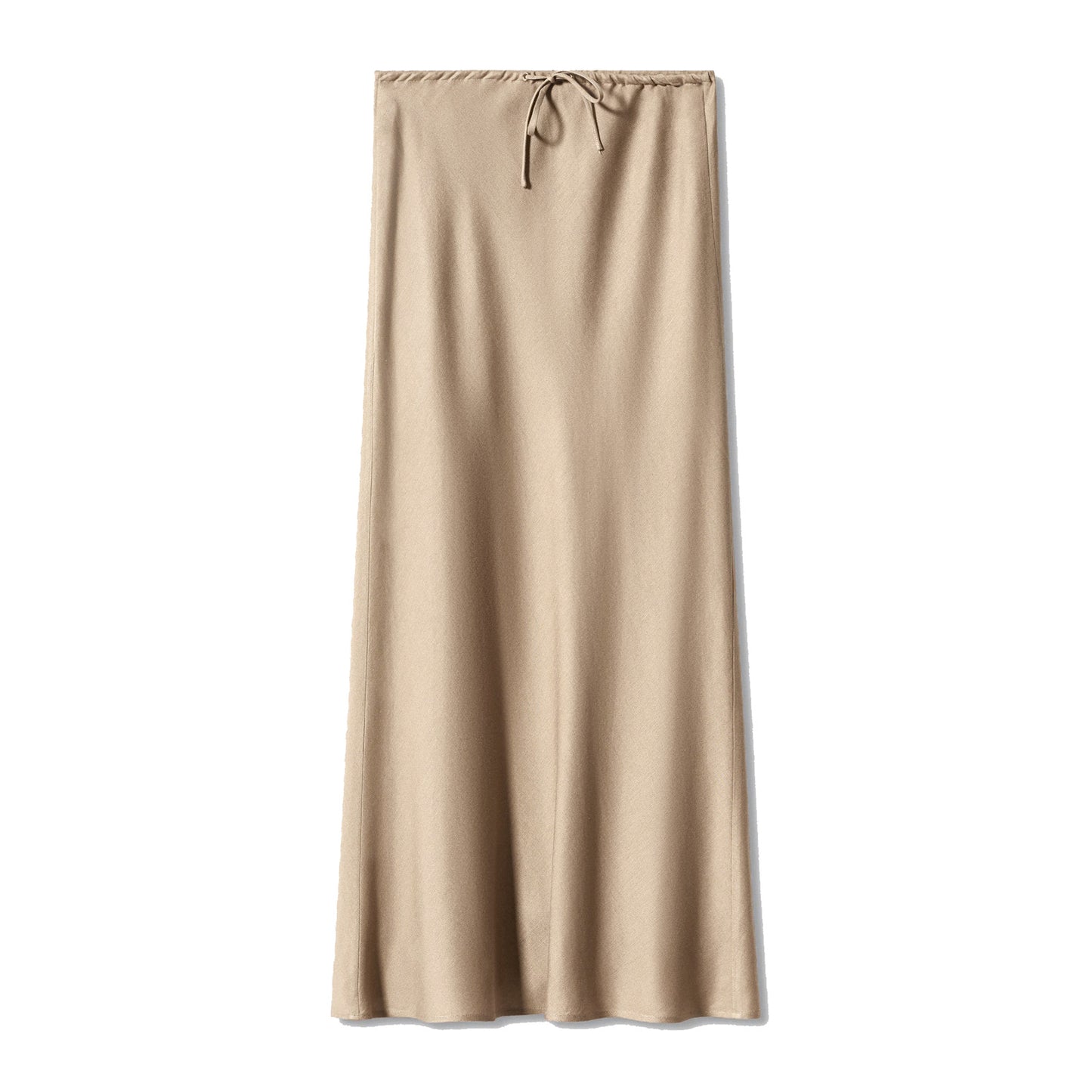 Satin long skirt, high waisted drawstring tied solid color skirt for women
