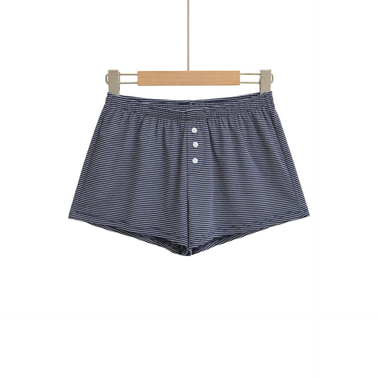Sexy Spicy Girl Low Waist Button Casual Simple Striped Shorts