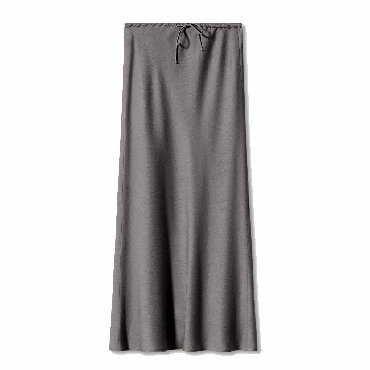 Satin long skirt, high waisted drawstring tied solid color skirt for women