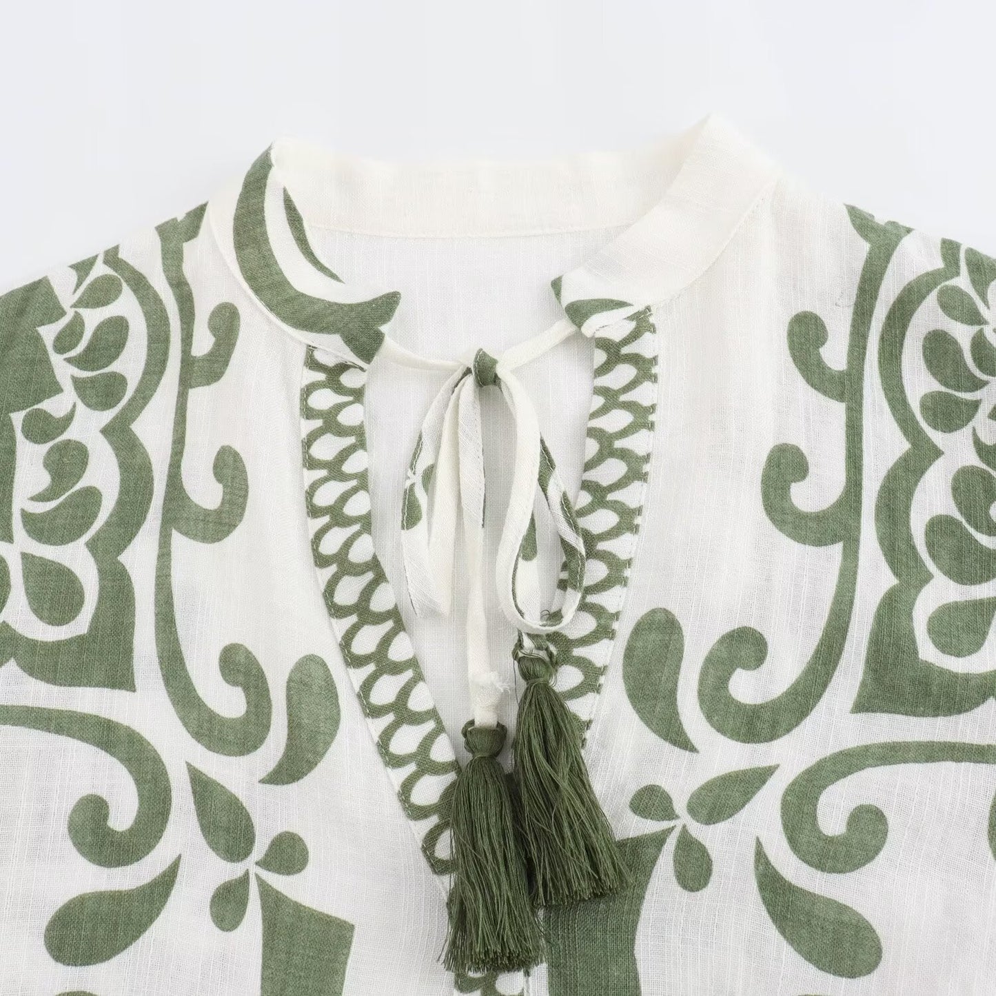 Fashionable temperament linen print loose A-line short skirt dress for women